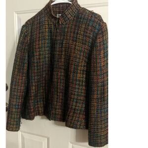 Coldwater Creek Colorful Tweed Zip Closure Jacket, PXL, Lined, Long Sleeve